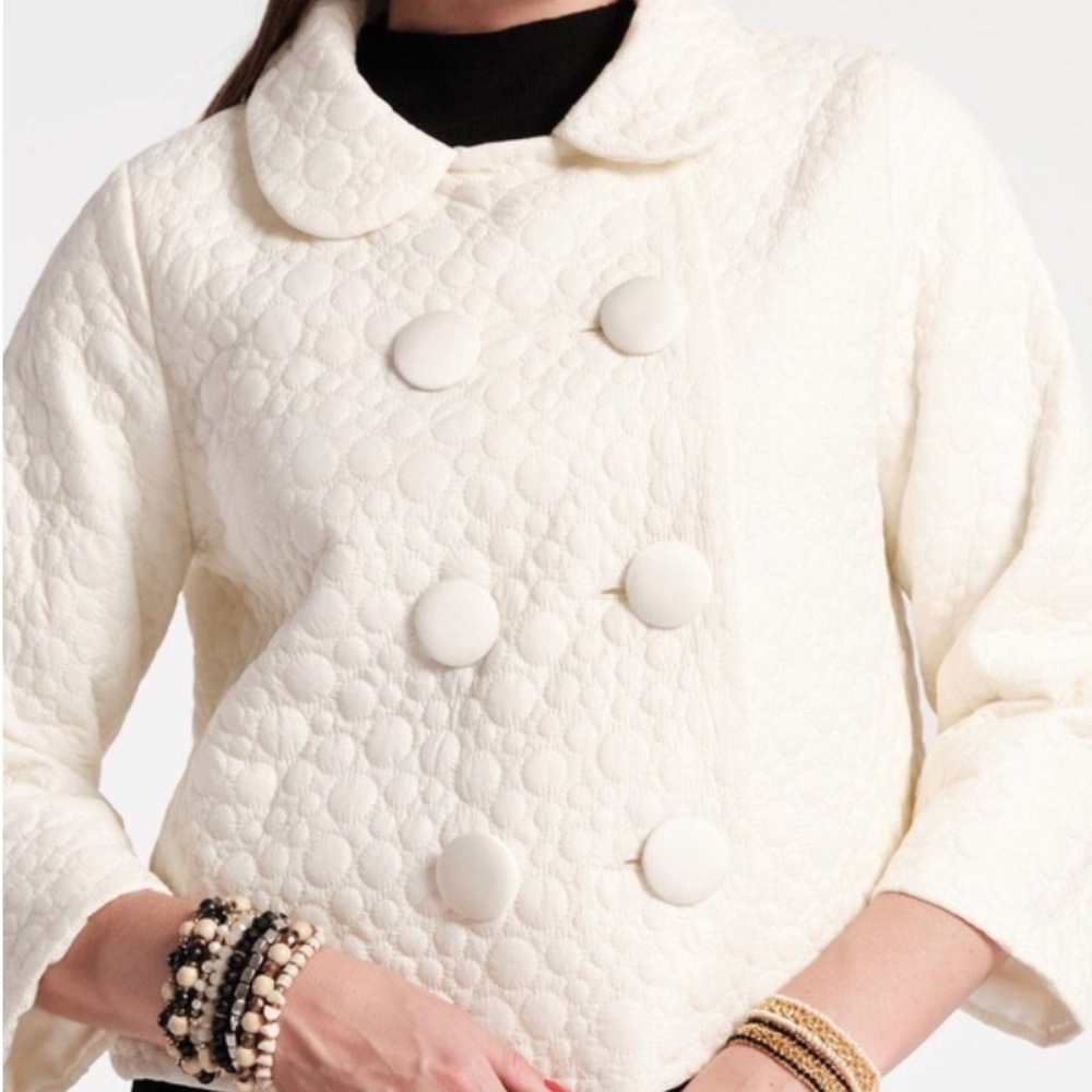 Frances Valentine Women's White Ginger Jacket Bubbly Quilt NWT
